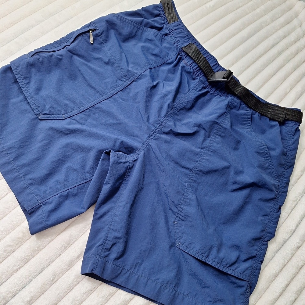 Eddie‎ Bauer Nylon Belted Hiking Shorts Mens L Navy Camping Fishing Gorpcore